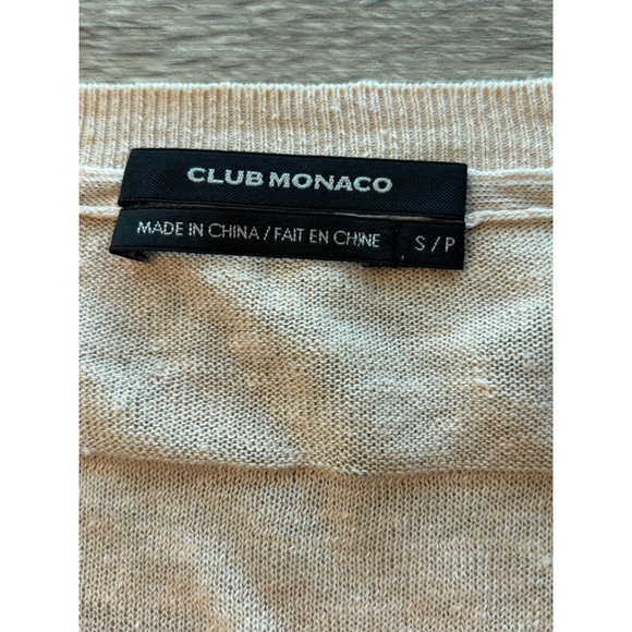 Club Monaco Beige Linen V Neck Sweater Small - Picture 4 of 9